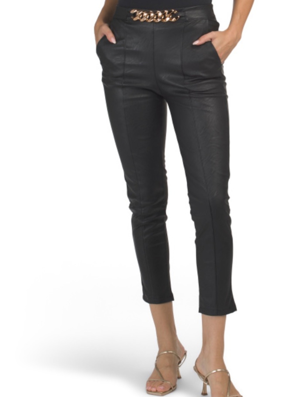 Venti Women's Black Slim Crop Pants